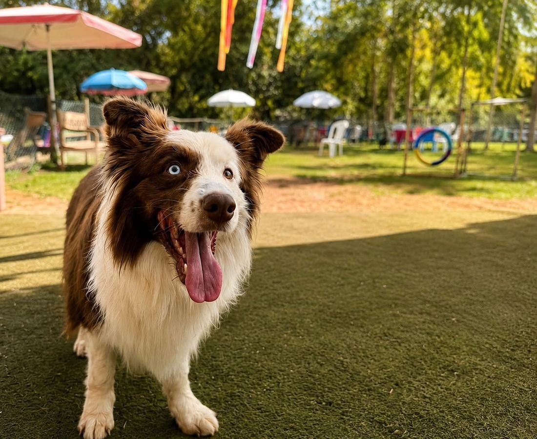 Cão em bom condicionamento após a reabilitação